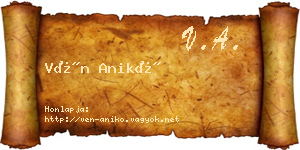 Vén Anikó névjegykártya